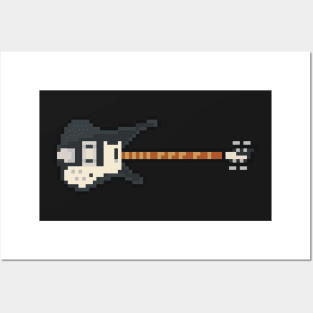 Pixel Black Leo 4001 Bass Guitar Posters and Art